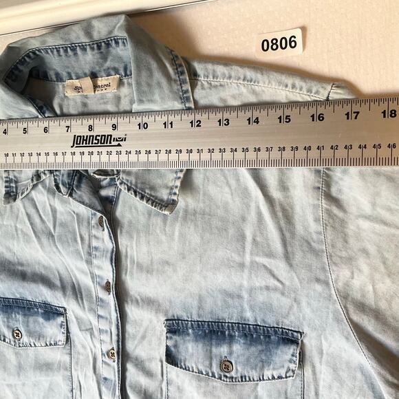 Speed Control Women Denim Shirt Dress size 2X Blue Half Button Down 3/4 Sleeve - Picture 2 of 14